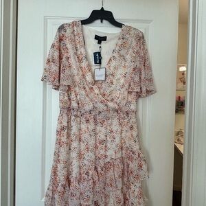 Laundry By Shelli Segal Floral Midi Dress - Cream and Red